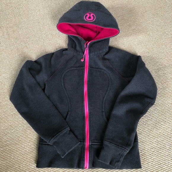 lululemon athletica Tops - Lululemon Gray and Pink Scuba Hoodie in Size 4